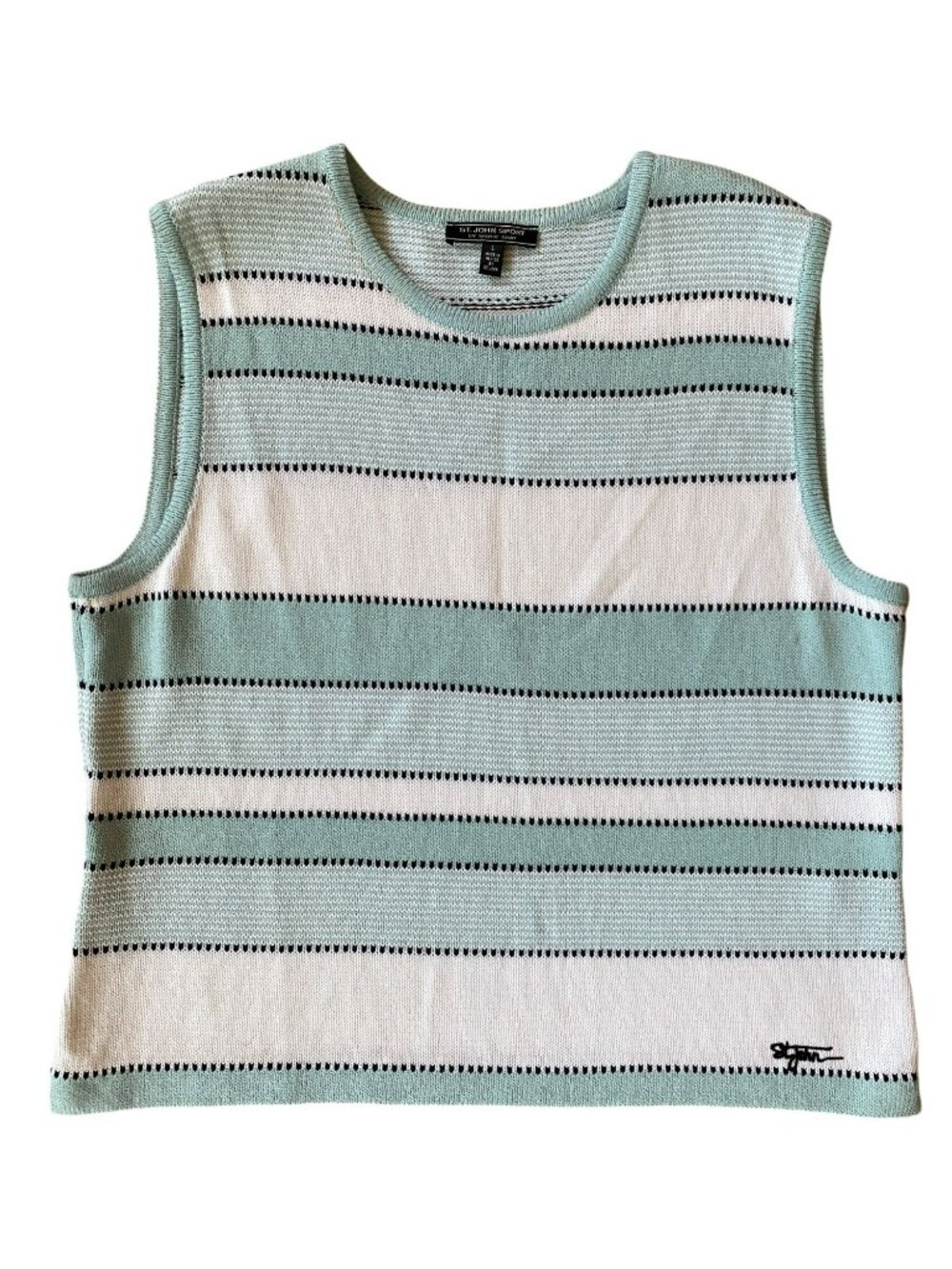 St John Sport Cardigan Knit Sweater Set Aqua Mint Celadon Green Sze Large Medium - Picture 13 of 15